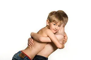 Sibling Prints: boys half-naked posing