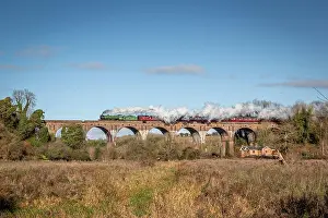 Passenger Prints: BR B1 4-6-0 No. 61306 Mayflower crosses Hurstbourne Priors viaduct