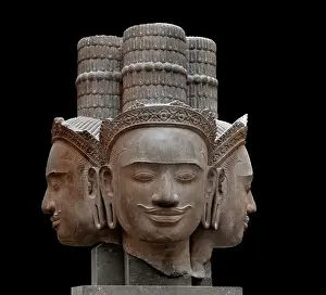 Khmer Prints: Brahma Hindu god sandstone 10th century Cambodian Bakheng style Khmer Cambodia