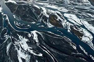 Vast Prints: Braided river glacial landscape aerial view iceland
