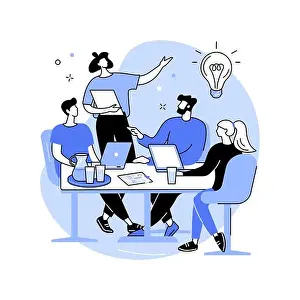 Development Vector Vectors Prints: Brainstorming with creative team isolated cartoon vector illustrations