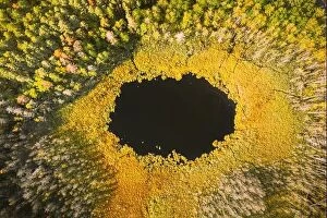Images Dated 23rd September 2020: Braslaw Or Braslau, Vitebsk Region, Belarus. Aerial View Of Round Lake And Green Forest Landscape