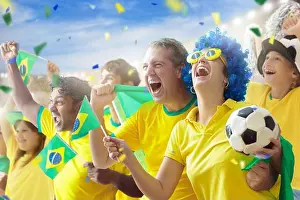 Keeper Prints: Brazil football supporter on stadium