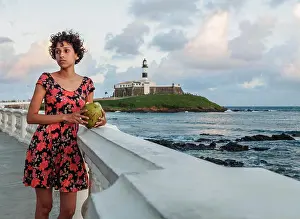 Latin American Prints: Brazilian Model drinking Coconut Water