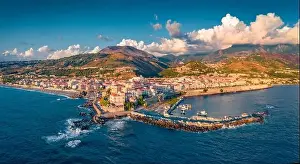 Lagoon Bay Prints: Breathtaking summer view from flying drone of Diamante port