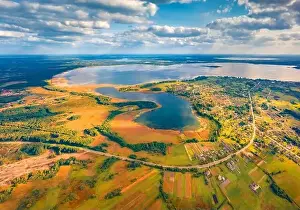 Splendid Prints: Breathtaking summer view from flying drone of Svityaz Lake
