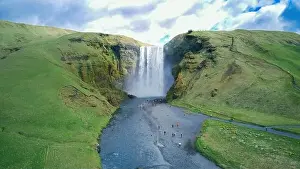 Cinematic Prints: Breathtaking Thingvellir National Park in Iceland: aerial panorama of rugged cliffs and winding rivers