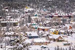Breckenridge, Colorado, USA town skyline in winter at dawn