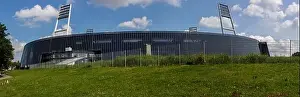 Solar Panels Prints: Bremen, Germany - August 22th 2023 Panoramic photo of the Weserstadion in summer