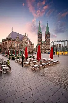Bremen, Germany. Cityscape image of Hanseatic City of Bremen, Germany with historic Market Square and Town Hall at summer sunrise