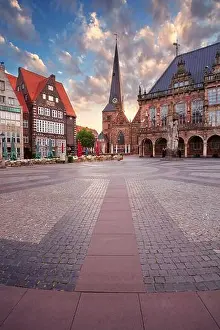 Bremen, Germany. Cityscape image of Hanseatic City of Bremen, Germany with historic Market Square and Town Hall at summer sunrise