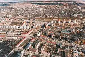 Multistorey Prints: Brest, Belarus. Aerial Bird's-eye View Of New Residential Multi-storey Houses