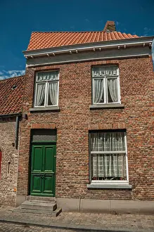 Homely Prints: Brick facade of house in typical style of the Flanders region in street of Bruges