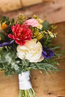 Weddings Prints: Bridal Bouquet of Colorful Wildflowers and Eucalyptus