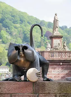 Baden Prints: Bridge Monkey, Heidelberg, Baden-Württemberg, Germany