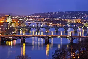 Stare Prints: Bridges on Vltava (Moldava), river