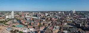 Urban Sprawl Prints: Bridgewater place and an Aerial view of Leeds City Centre from the south looking back to the train station and offices