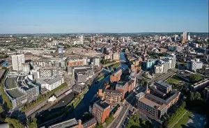 Urban Sprawl Prints: Bridgewater place and an Aerial view of Leeds City Centre from the south looking back to the train station and offices