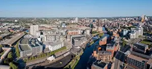 Urban Sprawl Prints: Bridgewater place and an Aerial view of Leeds City Centre from the south looking back to the train station and offices