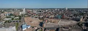 Urban Sprawl Prints: Bridgewater place and an Aerial view of Leeds City Centre from the south looking back to the train station and offices