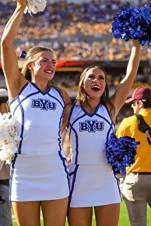 Tempe Prints: Brigham Young Cougars cheerleaders celebrates after a turnover in the second quarter of an NCAA football game against