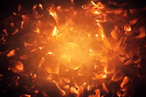Fireplace Prints: Bright burning coals abstract photo background