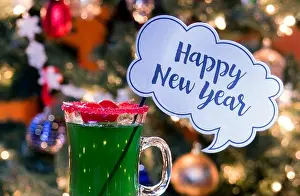 Punch Prints: This bright green drink with red rimmed glass and a cherry garnish