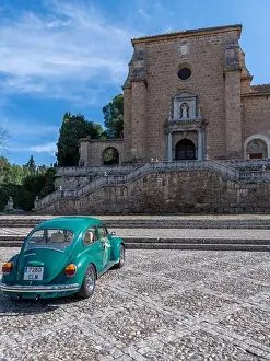 Moorish Prints: A bright green VW Beetle Wedding Car at Monasterio de la Cartuja de Granada