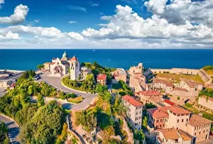 Mediterranea Prints: Bright summer view from flying drone of Cattedrale di San Ciriaco church