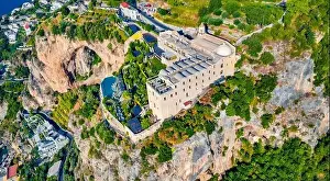 Majestic Mountain Prints: Bright summer view from flying drone of Santa Maria di Grado drone