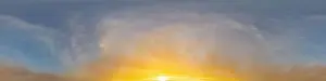 Bright sunset sky panorama with Cirrus clouds
