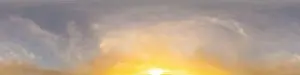 Bright sunset sky panorama with Cirrus clouds
