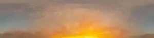 Bright sunset sky panorama with Cirrus clouds