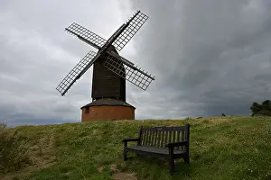 Bench Prints: Brill windmill on an overcast day