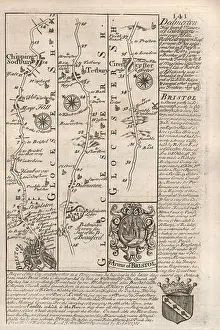 Survey Prints: Bristol-Chipping Sodbury-Tetbury-Cirencester road map by OWEN & BOWEN, 1753