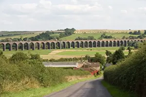 Three Quarter Prints: Britain's longest Railway Viaduct at Harringworth which crosses the welland valley between Rutland &
