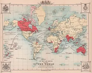 1893 Prints: The British Empire throughout The World. BARTHOLOMEW 1893 old antique map