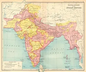 Empire Prints: BRITISH INDIA Political Divisions. Indian states 1931 old vintage map chart