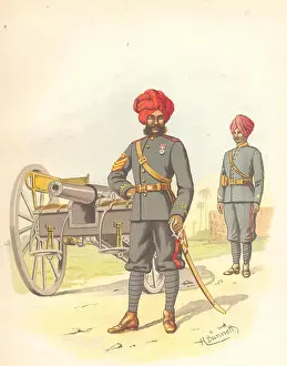 Chromolithograph Prints: BRITISH INDIAN ARMY UNIFORMS. The Bombay (Mumbai) Artillery Regiment 1890