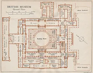 Floor Prints: BRITISH MUSEUM. Ground floor vintage map plan. London, 1922