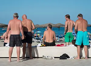 Arenal Prints: British tourists on the beach in Javea, Spain