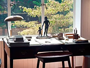 Suffolk Prints: Britten's office and desk in the Red House at Alderburgh