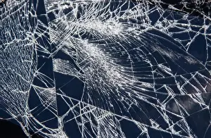 Scratched Prints: broken screen in tablet cracks close up