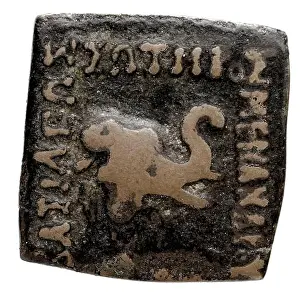 2nd Century Bc Prints: A bronze coin from Bactria, issued by Menander I Soter