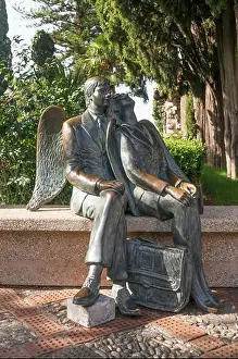 Public Gardens Prints: Bronze Sculpture Angels of Our Time within the Public Gardens at Taormina, Sicily, Europe