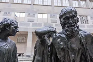 Basel Prints: Bronze sculpture The Burghers of Calais, Auguste Rodin, in Kunstmuseum, Basel, Switzerland