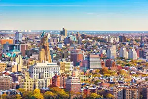 Brooklyn, New York, USA cityscape over Brooklyn Heights in the day