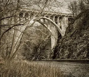 Grasses Prints: Brookpark Road bridge from Fairview Park side of the Rocky River