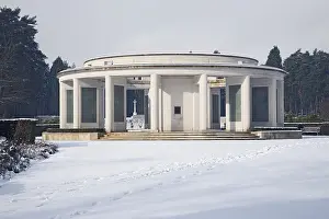 Crew Prints: Brookwood Memorial in Snow with Canadian Cross in distance