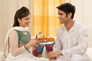 20 24 Years Prints: Brother and sister celebrating Raksha Bandhan